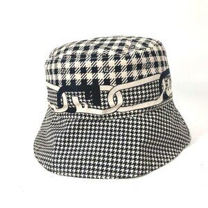 FENDI FXQ801 Houndstooth hat bucket hat bob hat Nylon Black/White